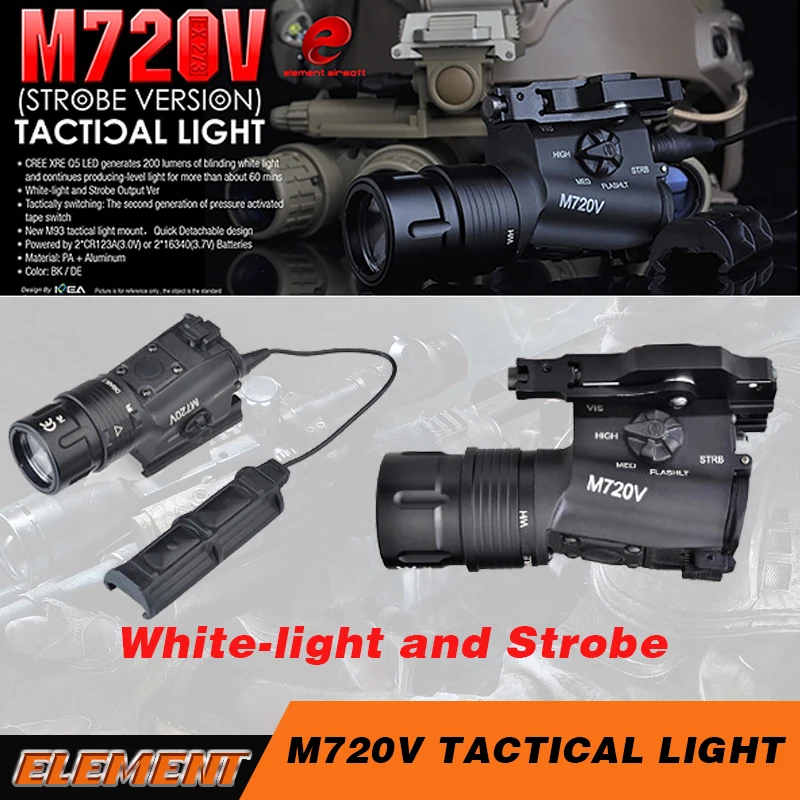 

Element Airsoft M720V Tactical Flashlight Softair Strobe Version NO IR Tactical Srobe Gun Light EX273