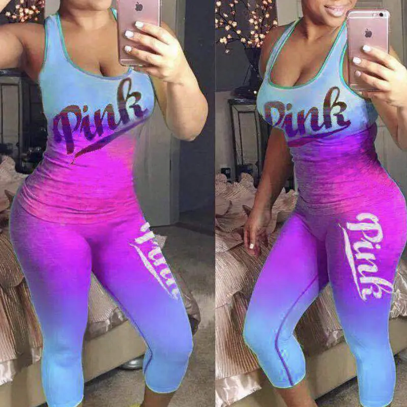 

2019 Letter Print 2 Piece Set Tracksuit Women Top And Hollow Pants Casual Outfit Sweatshirts Two Pcs Sportwear 3XL Drop