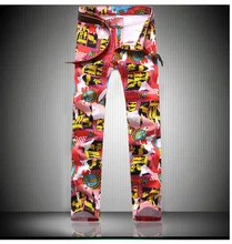 Men Slim Fit Pants Business Party Wedding Prom Mens Trousers 2017 New Luxury Floral Pants Men Red Navy Skinny Pantalones Hombre