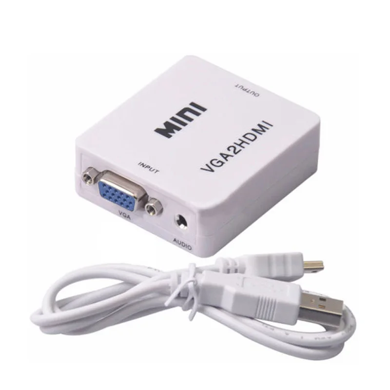 

SZBITC Mini VGA to HDMI Adapter Converter 1080p VGA2HDMI with Audio Cable Port Male To Female For PC/TV/Xbox 360 PS3