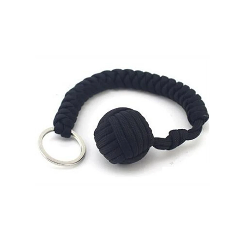 Stainless Steel Ball Pendent Keychain Parachute Cord Key Chain for Outdoor Camping Survival