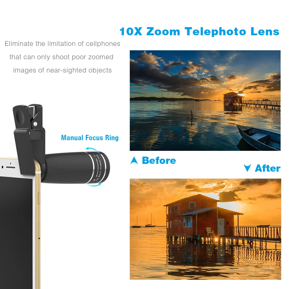 best smartphone lens kit APEXEL 10 in 1  Mobile phone Lens Telephoto Fisheye lens Wide Angle Macro Lens+CPL/Flow/Radial/Star Filter for all smartphones cell phone camera lens kit