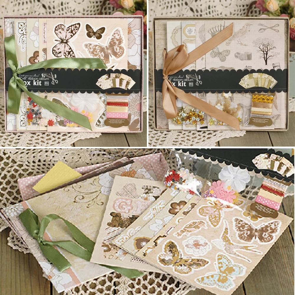 aliexpress com buy 8 quot paper gift diy photo album kit ribbons gift albums