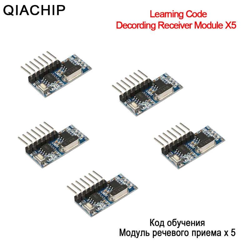 QIACHIP 5 шт 433 Mhz Беспроводной удаленного Управление переключатель 4CH РФ реле EV1527 кодирования обучения модуль для Light реле приемника diy Kit