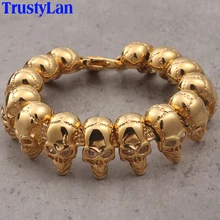 TrustyLan готический браслет с черепом для байкеров рокер Винтаж золотой Нержавеющая сталь мужские ювелирные изделия дружба мужские s браслеты Прямая поставка