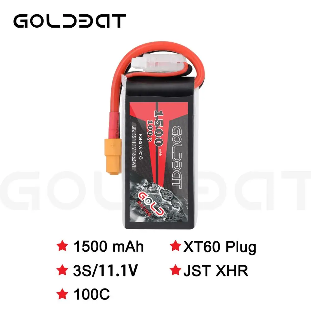 GOLDBAT Lipo батарея 1500mAh 3S 11,1 V 100C батарея 3S Lipo 1500mah батарея 11.1vs мягкий чехол с XT60 разъем для fpv самолета heli