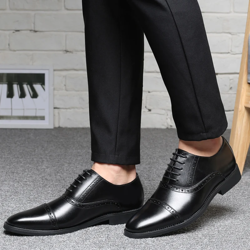 PHLIY XUAN/Роскошные брендовые Мужские модельные лоферы из искусственной кожи в деловом стиле; остроносые черные туфли-оксфорды; дышащая официальная Свадебная обувь