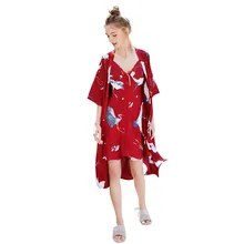 Модные Для женщин пикантные атласные пижамы Халат ремень нижнее белье, пижамы, ночные рубашки летний комплект шифоновое платье комплект 40al30