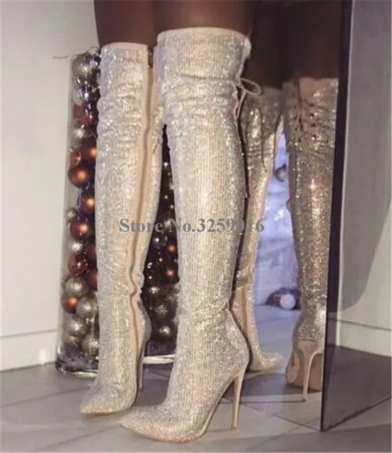 bling heel boots