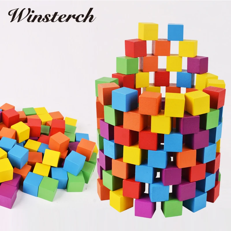 

100pcs/set Creative Color Sort Rainbow Wood Blocks Kids Early Educational Wooden Enlighten Toys Gifts for Children Set ZS099