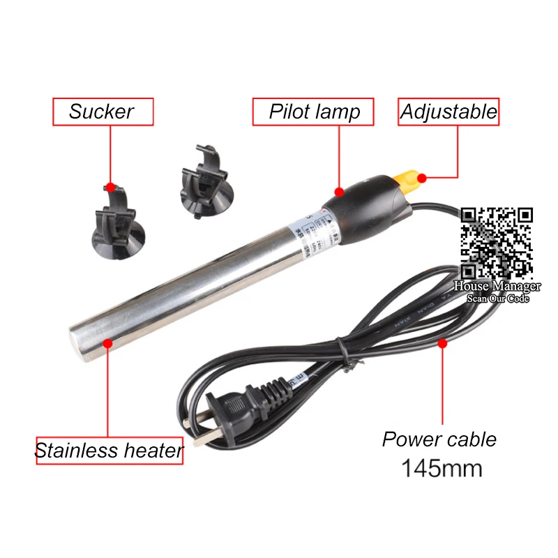 Аквариумный аквариум регулятор температуры нагревательный стержень из нержавеющей стали, 25~ 500 Вт погружной аквариумный нагреватель для аквариума