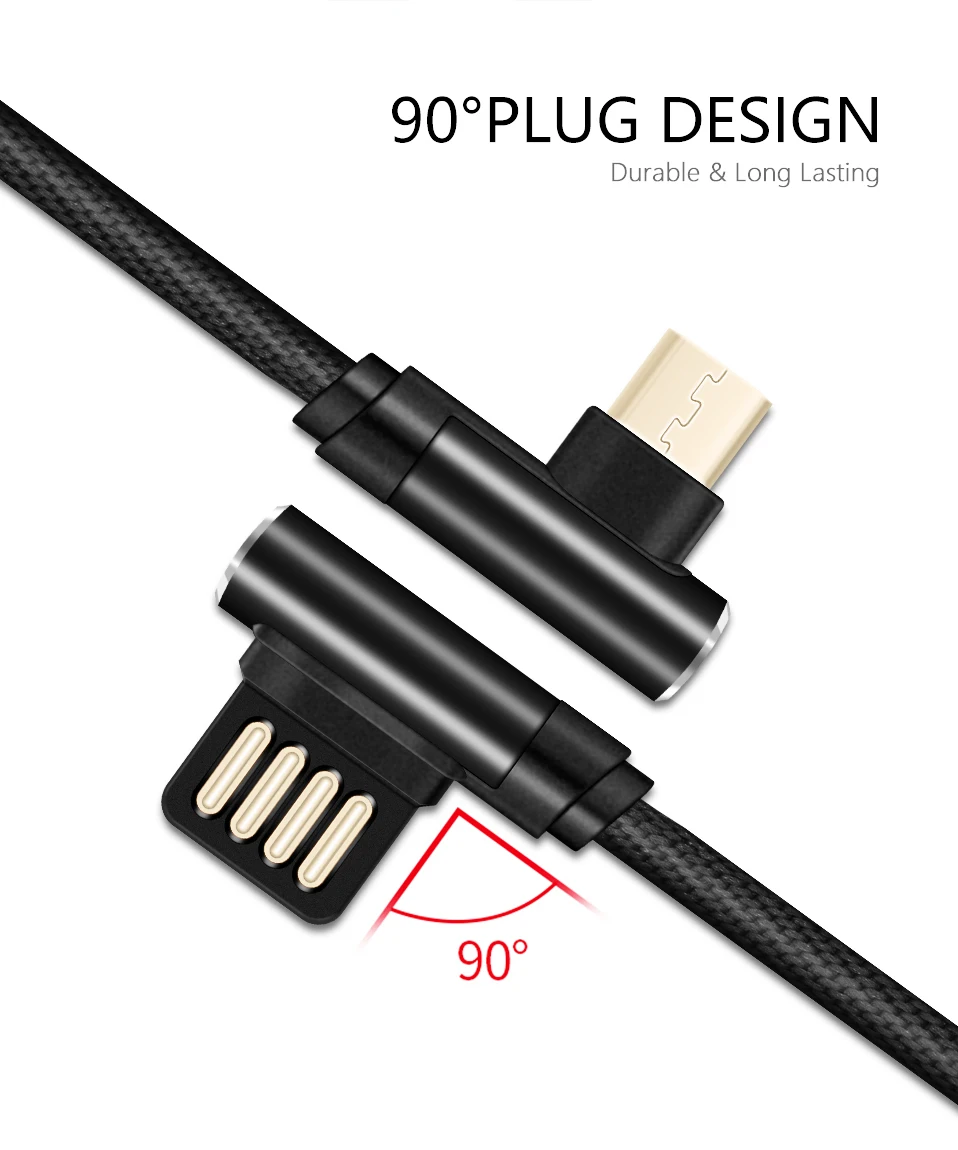 ASINA 90 градусов Micro USB кабель с прямым углом передачи данных кабель для зарядки Xiaomi huawei Oneplus samsung usb кабель для зарядки геймеров