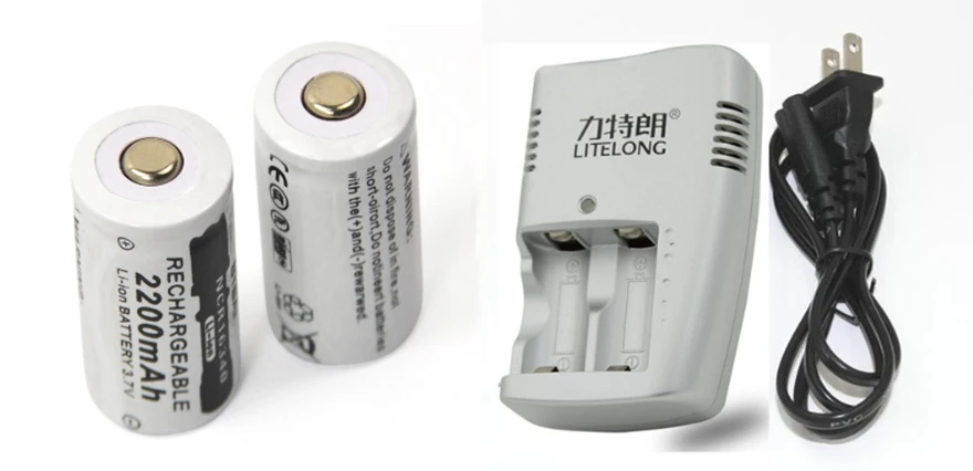 2 шт. высокое качество 3 7 v 2200mAh CR123A Аккумуляторная литиевая батарея + 1 выделенное