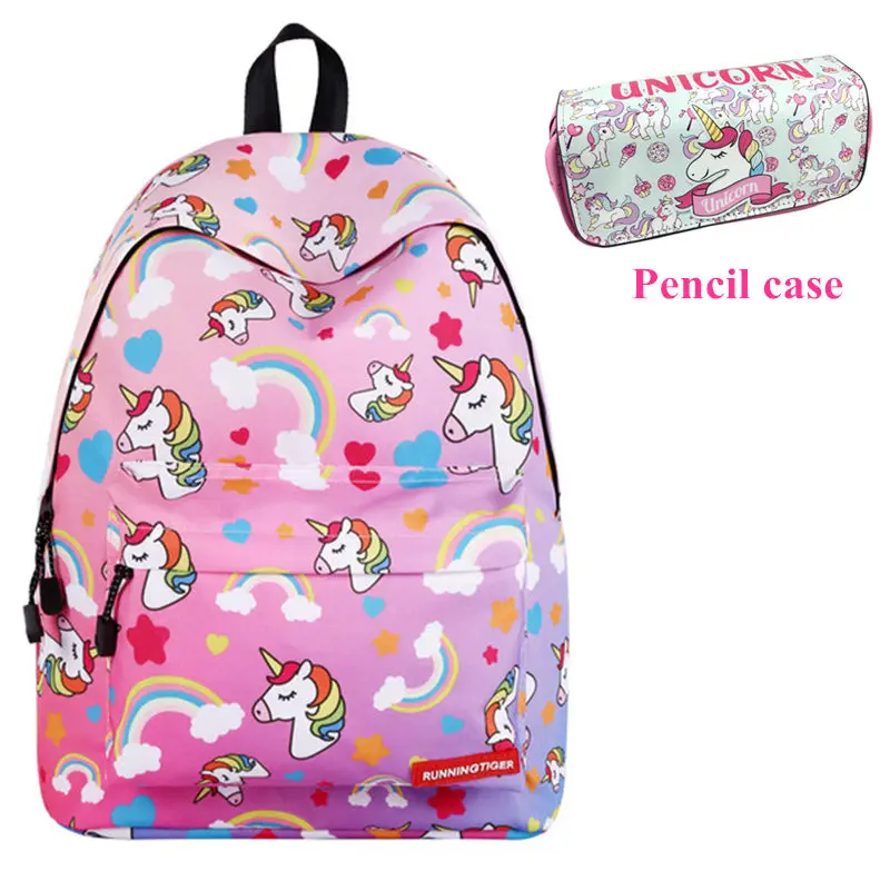 Рюкзак с единорогом, женская модная сумка с единорогом, школьные сумки для девочек-подростков, дорожная сумка для женщин, женский рюкзак Mochila - Цвет: SET4