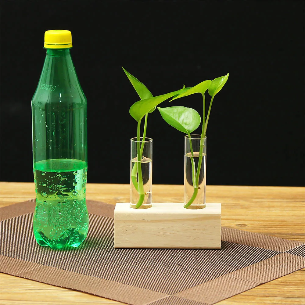 Новая модная Цветочная ваза стеклянная бутылка креативная гидропонная ваза прозрачная ваза деревянная рамка Кофейня комнатный декор стола