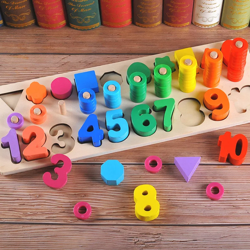 Digital Shape Pairing Preschool Learning Counting Board Montessori Math Toys 