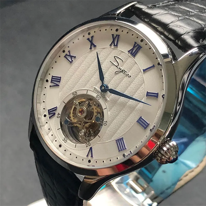 Лидирующий бренд, мужские часы tourbillon, роскошные, из натуральной крокодиловой кожи, 50 м, водонепроницаемые, повседневные, мужские, механические наручные часы, деловые