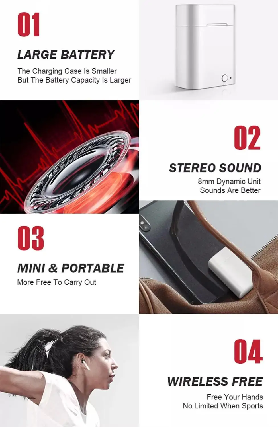 Bluetooth наушники TWS с поддержкой 4 2 и функцией Super Bass|Наушники гарнитуры| |