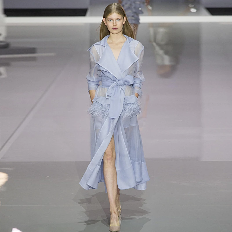 

Coat Runway High Quality Summer New Women'S Fashion Party Boho Beach Vacation Sexy Vintage Elegant Chic Sun Protection Trench