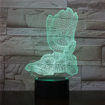 

3d Lamp Dc Marvel Guardians Of The Galaxy Kids Led Night Light Sleep Room Deco Bedside Lamp Suprehero Groot 3d Night Light Led