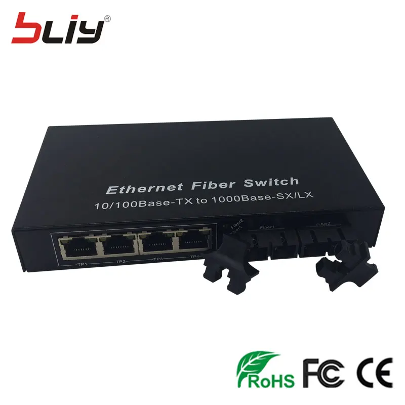 Bliy 2G4FEP poe коммутатор гигабит 4 poe порт 2 волоконный порт 20 км инжектор с 1 гигабит ftth волоконно-оптический коммутатор порт ethernet коммутатор