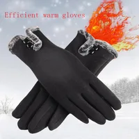 New Female Autumn Winter Non-Inverted Velvet Cashmere Full Finger Warm Lace Gloves Women Cotton Touch Screen Gloves G82 - Image 3