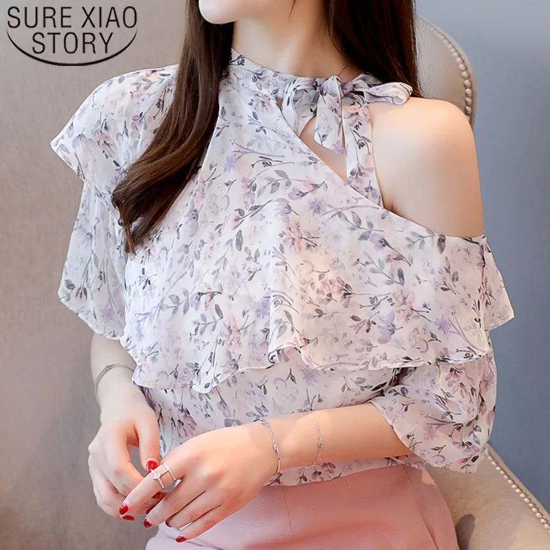 

Autumn blouse women 2019 ladies tops bow printing chiffon blouse button Plaid long sleeve shirtsblusas femininas clothes 6942 50