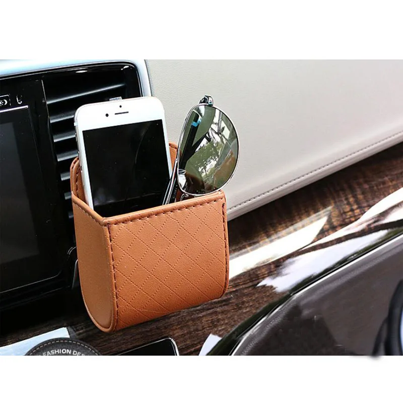 

CDCOTN Car Storage Box Leather Car Socket Mobile Phone Outlet Bag Car Storage Box Multi-Function Sundries Car Backup Storage Box