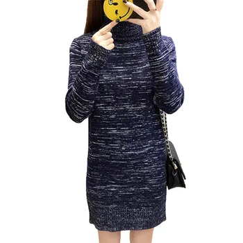 

2018 Autumn Winter Women Turtleneck Knitted Sweater Jumpers Fashion Female Long Sleeve Thincken Knitting Sweater Pullover F576