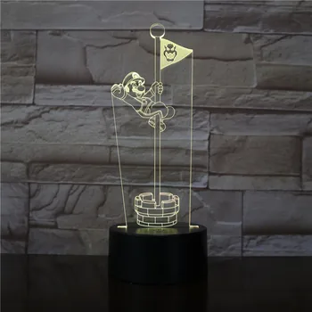 

Super Mario Jump The Flag 3D LED Lamp Nightlight 7 Colors Visual Illusion Changing Novelty Light Cartoon Gift Dropshipping