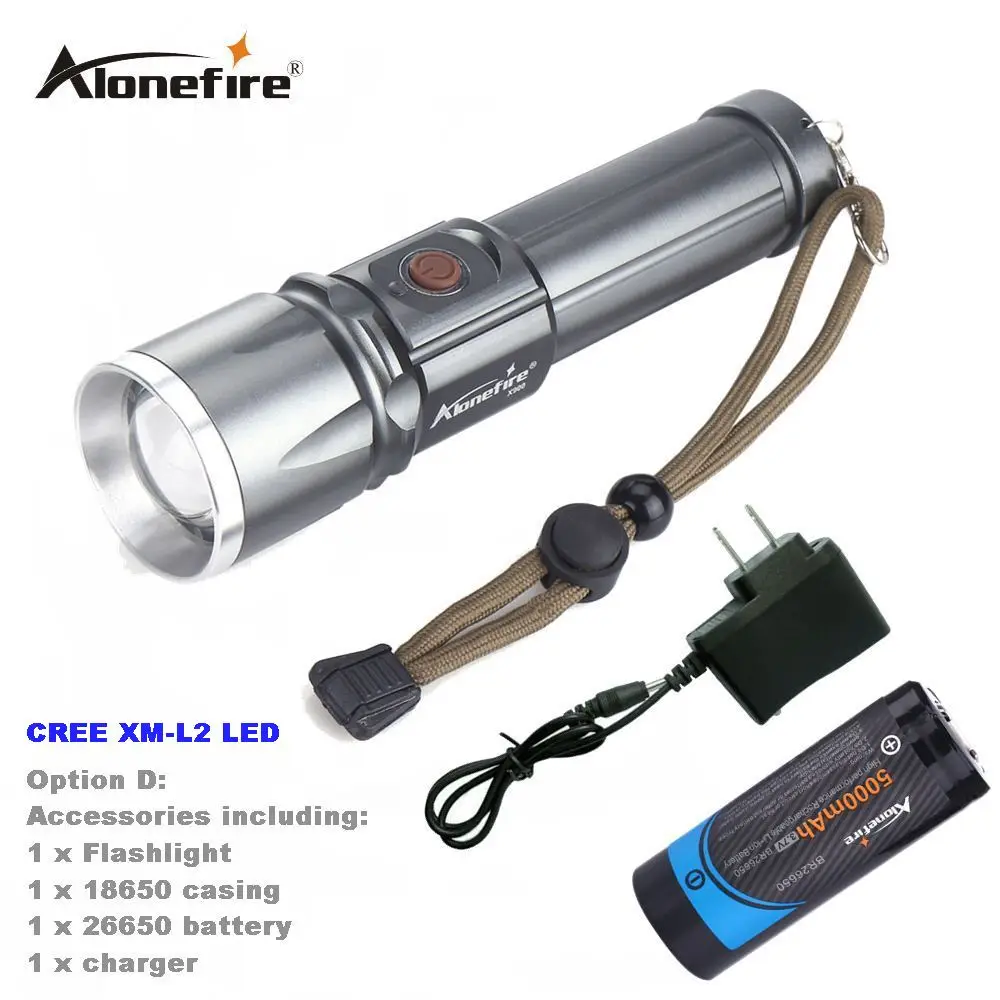 AloneFire X900 CREE XM L2 T6 алюминиевый наружный светодиодный фонарь Zaklamp фонарь для 26650 или 18650 перезаряжаемый аккумулятор - Испускаемый цвет: Option D