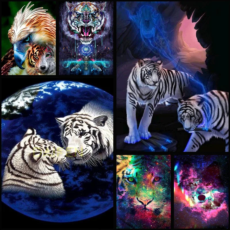 

Animal full Diamond Embroidery 5D DIY Diamond Painting Christmas Tigers And Giraffes Cross Stitch Full Rhinestone Mosaic