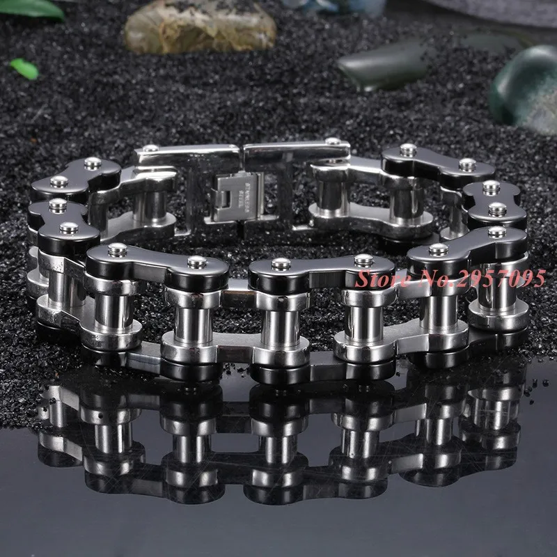 23cm*20mm Punk Stainless Steel Bracelet Men Biker Bicycle Motorcycle Chain Men's Bracelets Mens Bracelets & Bangles