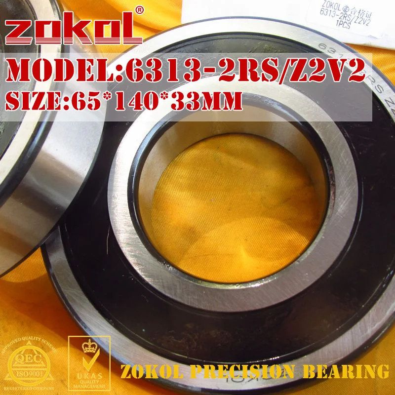 

ZOKOL 6313-2RS bearing 6313 2RS Z2V2 180313/Z2V2 Deep Groove ball bearing 65*140*33mm