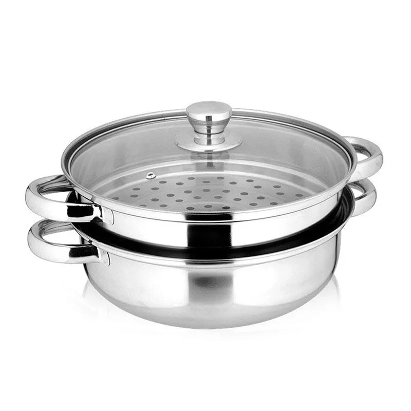 

3 Layer 2 Layer 28CM Stainless Steel Steam Pot 3 Layer Thicken Hot Pot Cooker Steamer Grid Pot