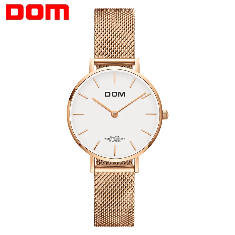 Watch Women DOM Top Brand Luxury Quartz watch Casual quartz watch leather Mesh strap ultra thin