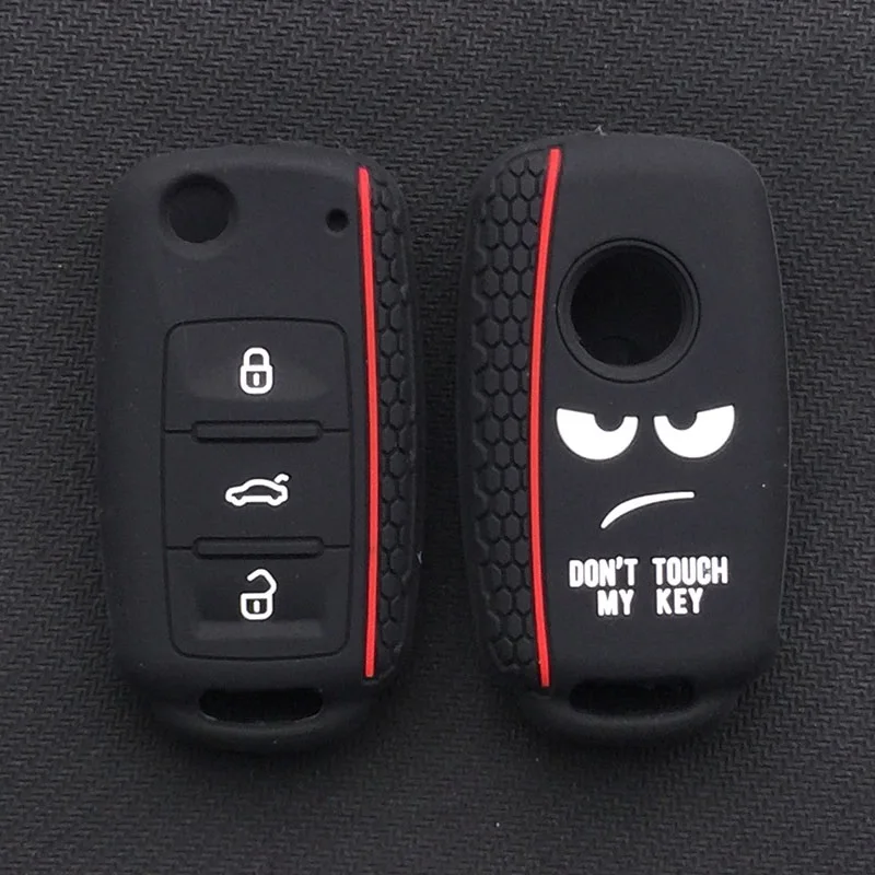 Силиконовый чехол Dont Touch My Key для ключей с сигнализацией для VW Caddy Polo Tiguan Bora, автомобильные аксессуары, дистанционный колпачок - Название цвета: black