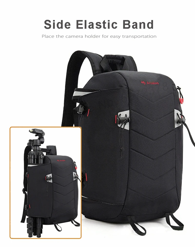 Large Capacity DSLR Camera Bag Outdoor Travel Nylon Waterproof Photography Backpack For Tripod Flash Light Camera w/ Rain Cover