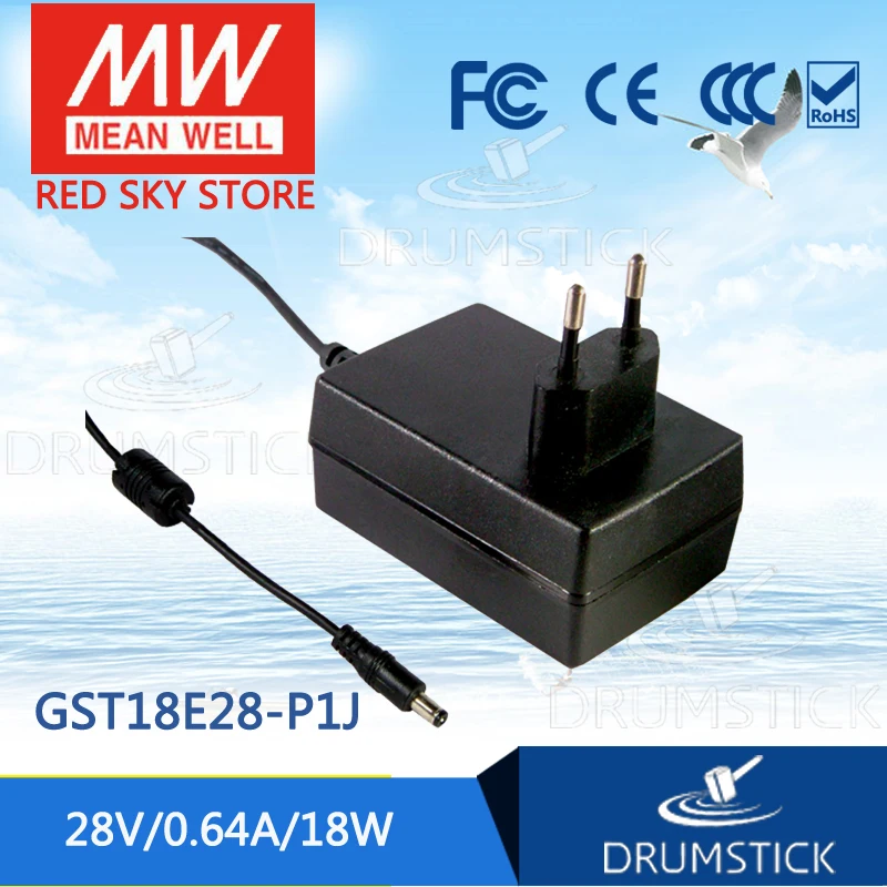 

MEAN WELL GST18E28-P1J 28V 0.64A meanwell GST18E 28V 18W AC-DC High Reliability Industrial Adaptor