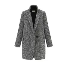 Elegance Winter Warm Gray Color Women Ladies Trench Outwear Long Wool Overcoat font b Tartan b