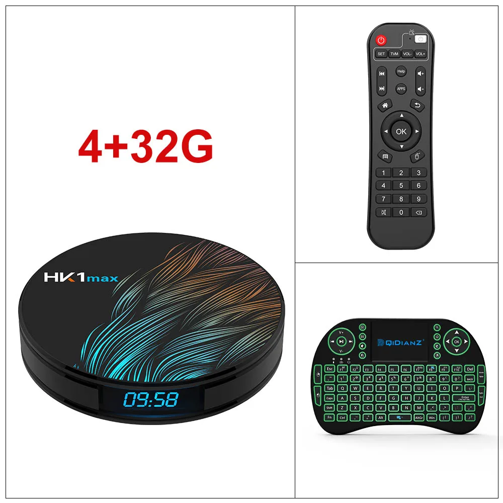 HK1MAX Android 9,0 Smart tv Box четырехъядерный 2,4G/5G Wifi BT 4,0 DDR3 Netflix 4K HDR медиаплеер VS X96 HK1 MAX Мини приставка - Цвет: 4g 32g KB