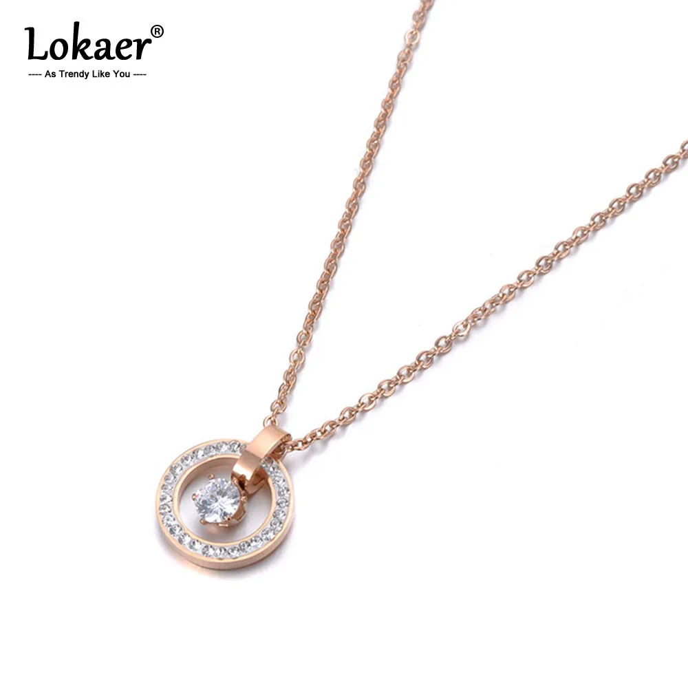 

Lokaer Bohemia CZ Crystal Pendant Necklace Rose Gold Stainless Steel Rhinestone Clay Neckalce Jewelry For Women Gifts N19032