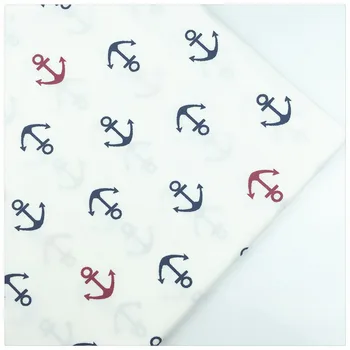 

Syunss,Red Navy Sea Anchor Printed Cotton Fabric DIY Tissu Patchwork Telas Sewing Baby Toy Bedding Quilting Cloth Craft Tecido