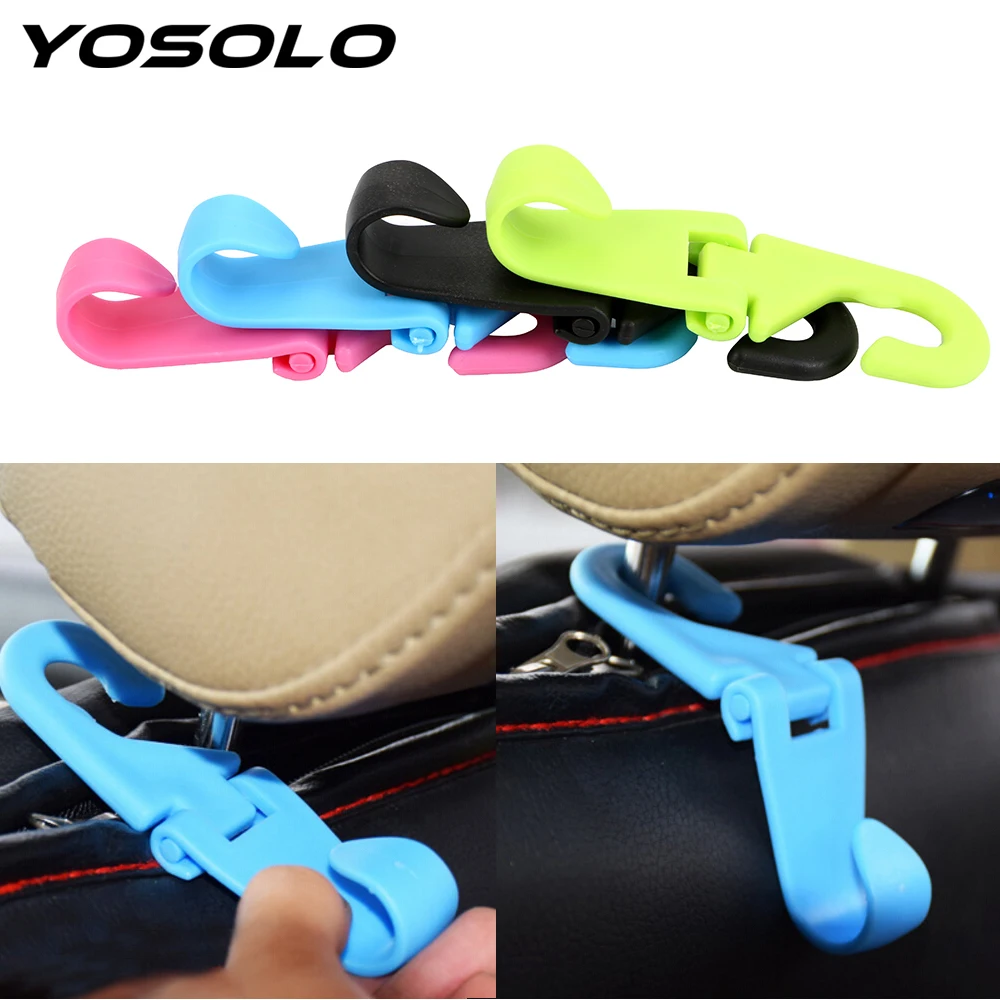 

YOASOLO 1PC Car Seat Back Hooks Car Headrest Hanger for Bags Purse Cloth Grocery Bag Holder Storage Organizer Auto Fastener Clip
