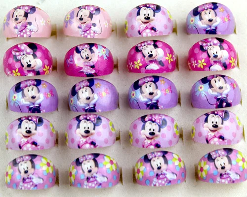 

1pcs Cute Mix Resin Nice Animation Cartoon Girls Minnie Kids Rings Wholesale Jewelry Lots Birthday Gift