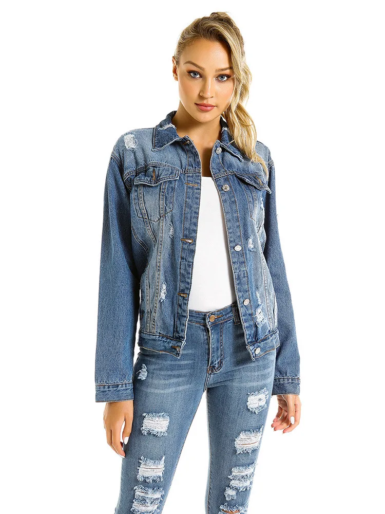 2019 Fashion Jeans Jacket Women Spring Autumn Boyfriend Loose Long Sleeve Stretch Denim Plus Size | Женская одежда