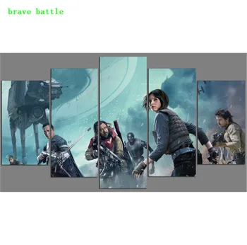 

Rogue One A Star Wars Rebels VS Empire 5 Pieces Canvas Painting Print Living Room Home Decor Modern Wall Art Oil Painting Poster