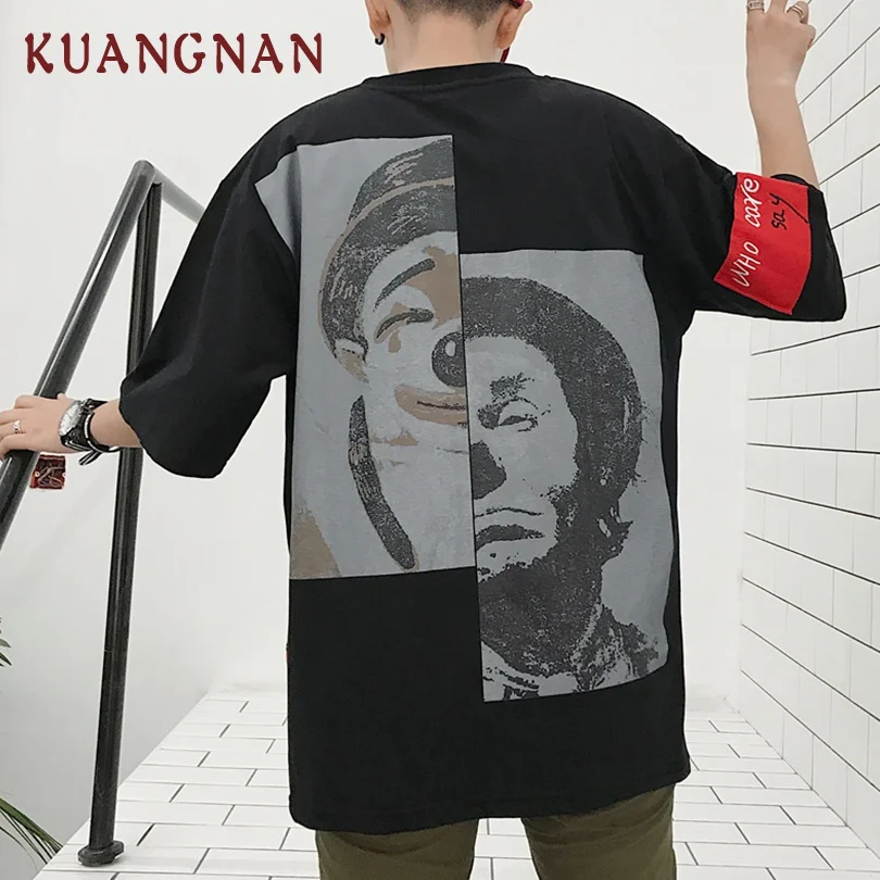 

KUANGNAN Clown Printed Cotton T Shirt Men Harajuku Tshirt Men T-Shirt Men T Shirt 5XL Streetwear Hip Hop Summer 2019 New