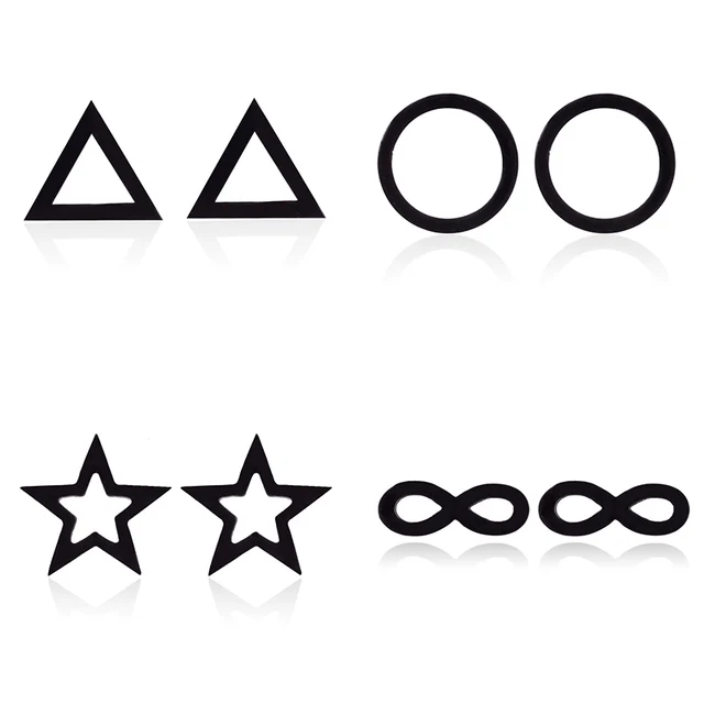 Shuangshuo Geometric Earrings Cute Cartoon Mouse Stud Earrings Star Moon Stainless Steel Earrings Heart Earrings Female Earing