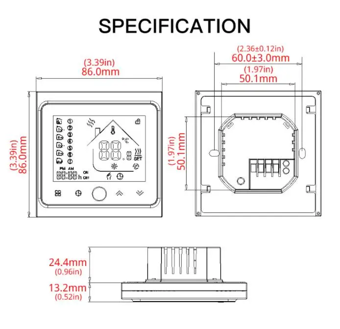 Термостат контроллер температуры lcd сенсорный экран подсветка для подогрева пола воды 3A Еженедельный программируемый